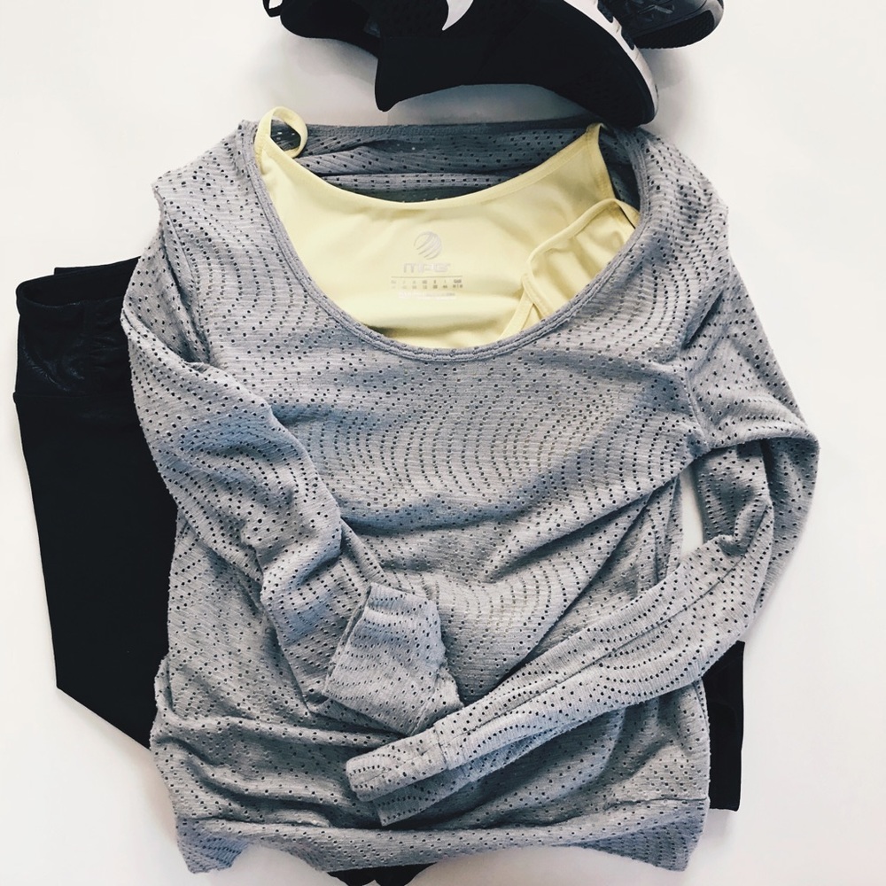 MPG Women’s Grey/Yellow Long Sleeve Athletic Top M